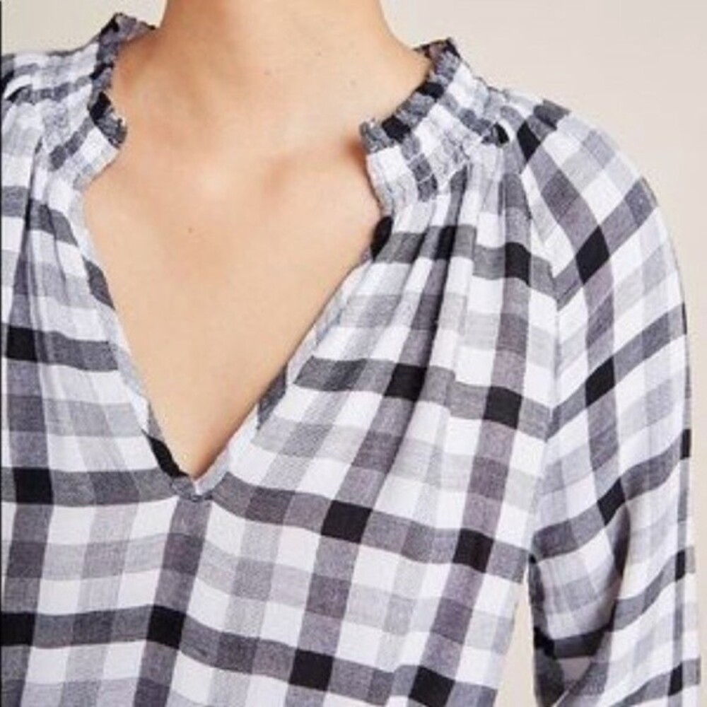 Cloth &‎ Stone By Anthropologie Sara Plaid Blouse Size XS